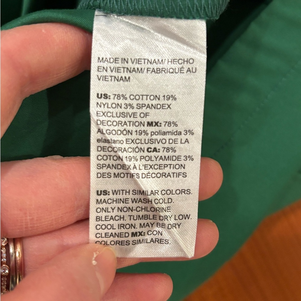 Chico’s Green Cotton Blend Pleated Sleeve Popover Shirt Dress, 1 (size 8) - Picture 10 of 10